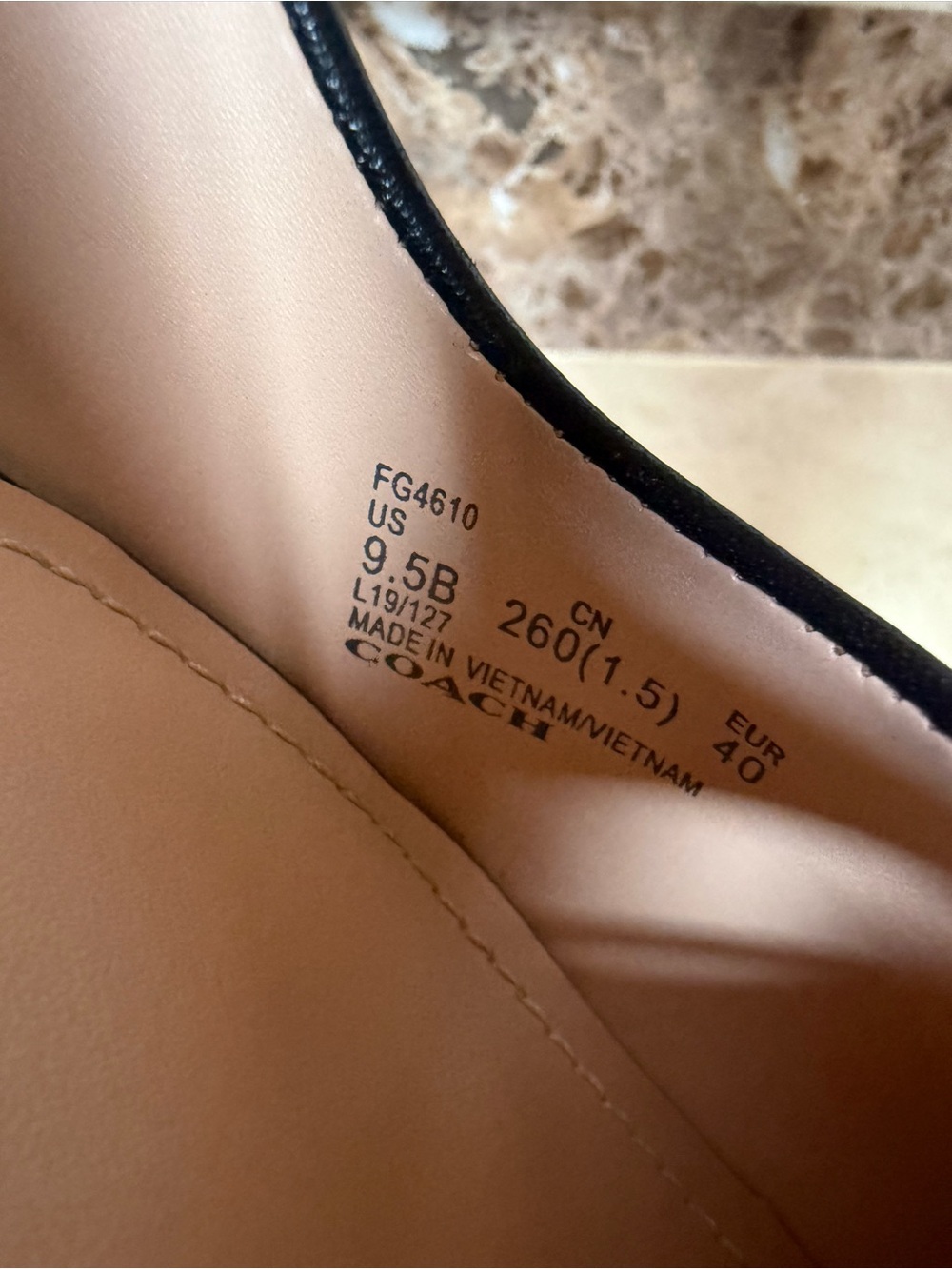 Coach Black Pointed Low Block Heel Pumps with Gold Stud Trim - Picture 11 of 16